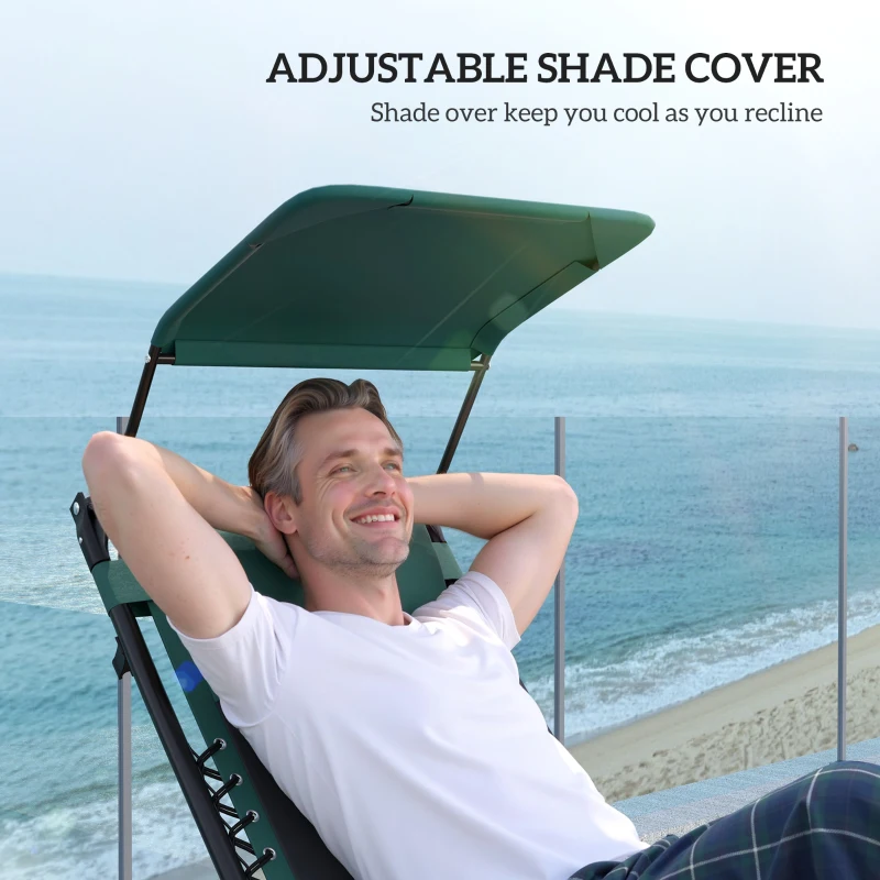 Best Zero Gravity Lounger Chair, Folding Reclining Patio Chair with Shade Cover, Padded Seat, Cup Holder, Soft Cushion and Headrest for Poolside, Camping, Green - Image 6