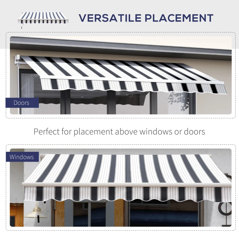 Best Manual Retractable Awning, 2.5x2 m-Dark Blue/White Stripes - Image 6