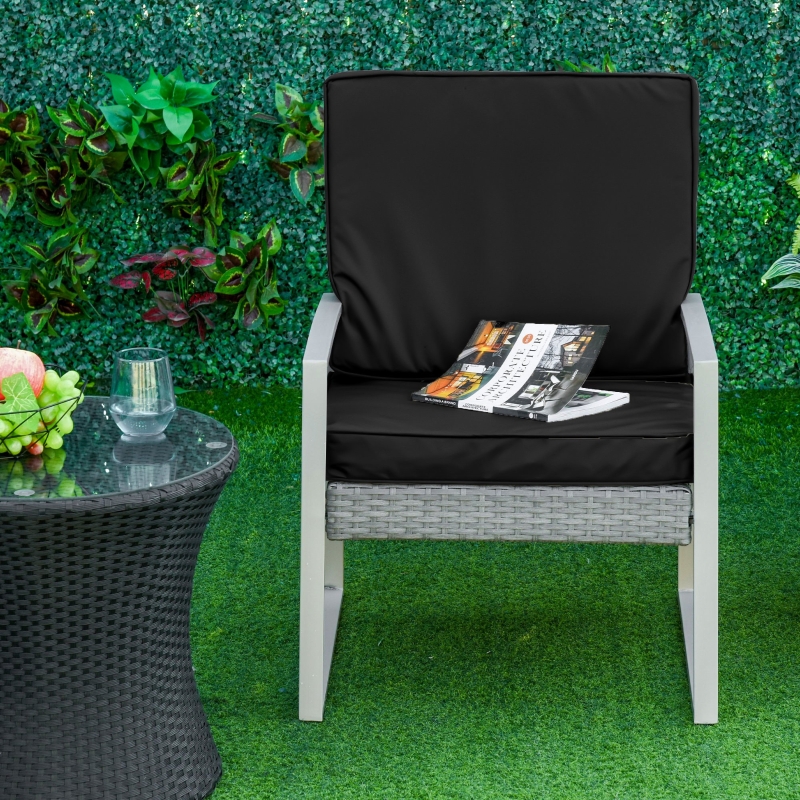 Best 2 Piece Garden Chair Cushions with 1 Seat Cushion 1 Back Pad for Rattan Sofa Chair, Outdoor Seat Pads for Indoor and Outdoor Use, Black - Image 10