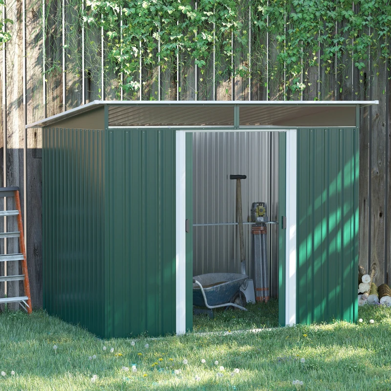 Best 8.5 x 6ft Metal Shed with Lightsky Panels, Garden Storage Tool House with Double Doors for Garden, Patio and Lawn, Green - Image 2