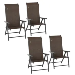 Best Set of Four Folding Garden Chairs, with Seven-Position Adjustable Backs, Dark Brown