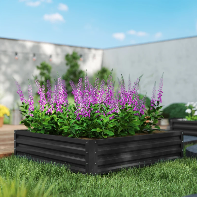 Best 432L Square Raised Garden Bed Box with Weatherized Steel Frame for Vegetables, Flowers and Herbs, 120 x 120 x 30cm, Grey - Image 8