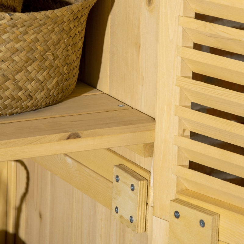 Best 87 x 47 x 160cm Wooden Garden Shed, Sheds & Outdoor Storage with Asphalt Roof and 2 Lockable Doors, Natural - Image 9