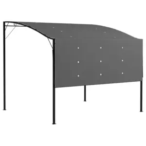 Best 3 x 2.5m Patio Metal Gazebo Door Window Awning Wall Mount Metal Outdoor Shelter Charcoal Grey