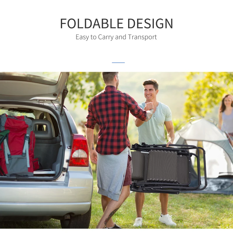 Best Zero Gravity Chair Metal Frame Texteline Armchair Outdoor Folding and Reclining Sun Lounger with Head Pillow for Patio Decking Gardens Camping, Grey - Image 7