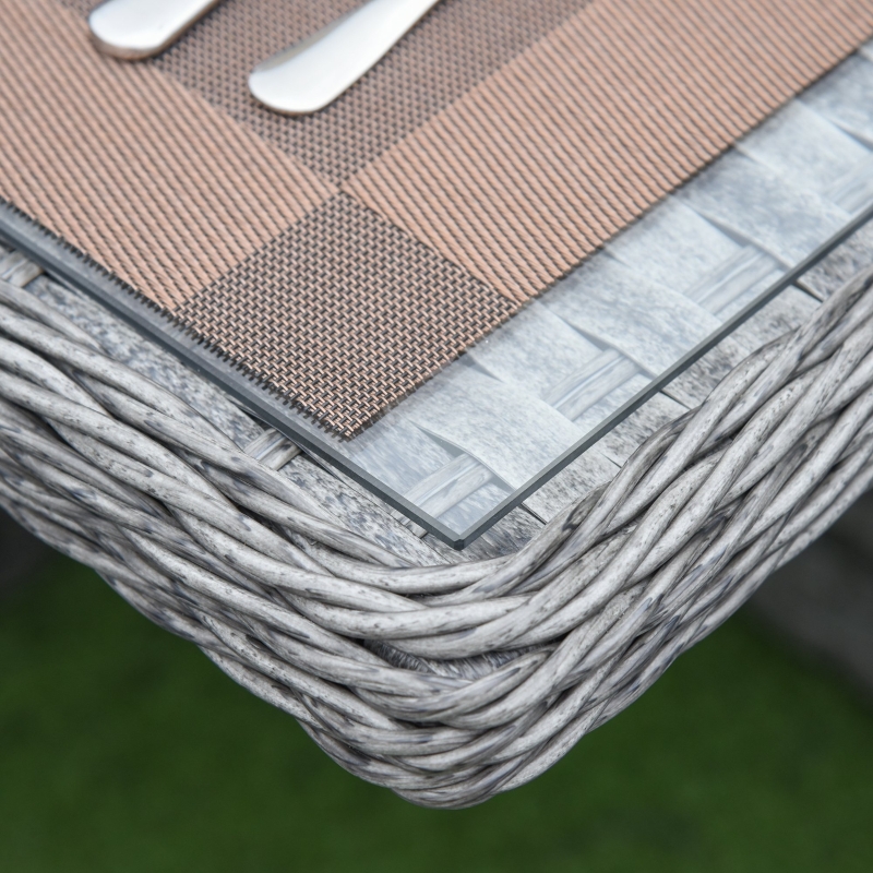 Best 8 Seater Rattan Cube Garden Furniture Set with Parasol Hole, Rattan Dining Set with Cushions, Outdoor Dining Table and Chairs with Square Glass Top Table for Patio, Balcony, Mixed Grey - Image 9