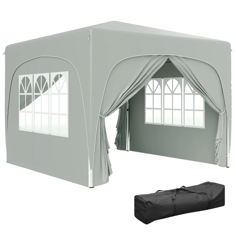 Best 3 x 3m Pop-Up Gazebo Shelter, with Accessories - Light Grey