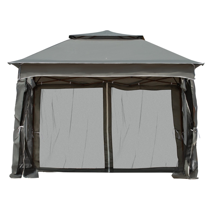 Best 3 x 3(m) Pop Up Gazebo, Double-roof Garden Tent with Netting and Carry Bag, Party Event Shelter for Outdoor Patio, Dark Grey - Image 14