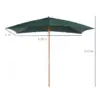 Best 2 x 3m Wooden Garden Parasol Umbrella Outdoor Sun Shade Canopy, Green - Image 3