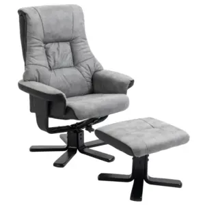 Best Fabric Recliner Sofa Armchair with footstool Swivel Sofa Grey