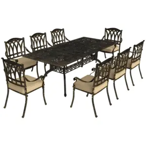 Best Nine-Piece Cast Aluminium Garden Dining Set - Bronze Tone