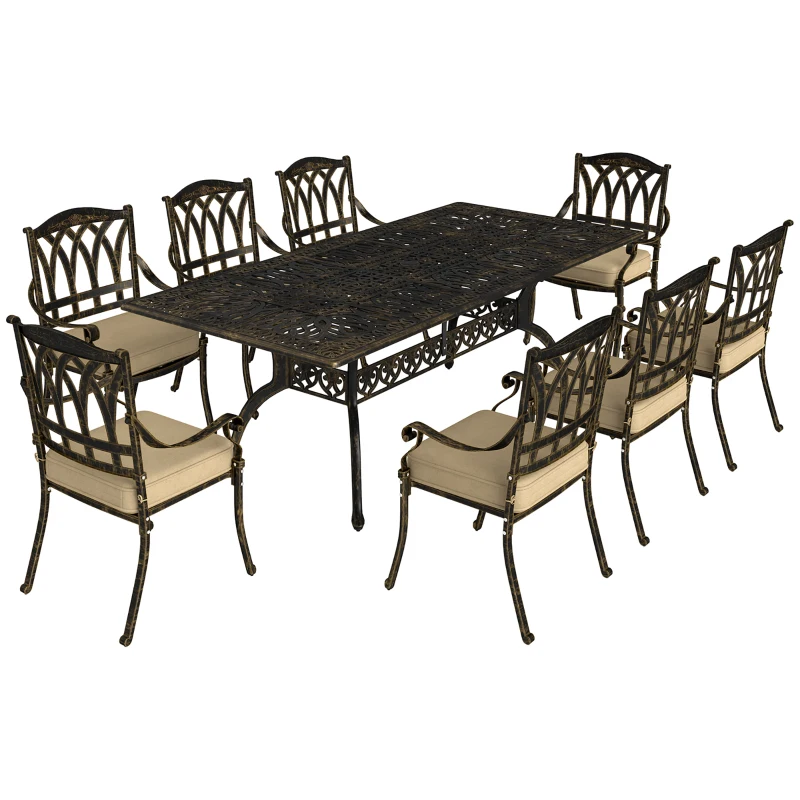 Best Nine-Piece Cast Aluminium Garden Dining Set - Bronze Tone