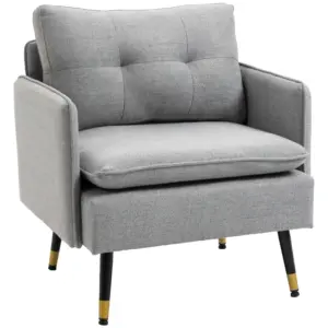 Best Modern Accent Chair, Upholstered Button Tufted Occasional Chair for Living Room and Bedroom, Grey