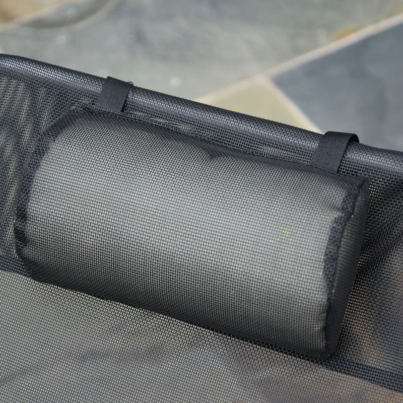 Best Outdoor Foldable Sun Lounger, Adjustable Backrest Garden Recliner Sun Lounger Chair with Headrest Pillow, Black - Image 8