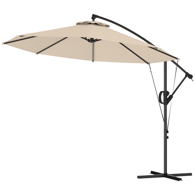 Best 3(m) Garden Cantilever Parasol with Cover and Wind Protection Strap, Round Overhanging Umbrella with Crank Handle and Tilt, Banana Patio Umbrella for Outdoor Sun Shade, UPF50+, Khaki - Image 11