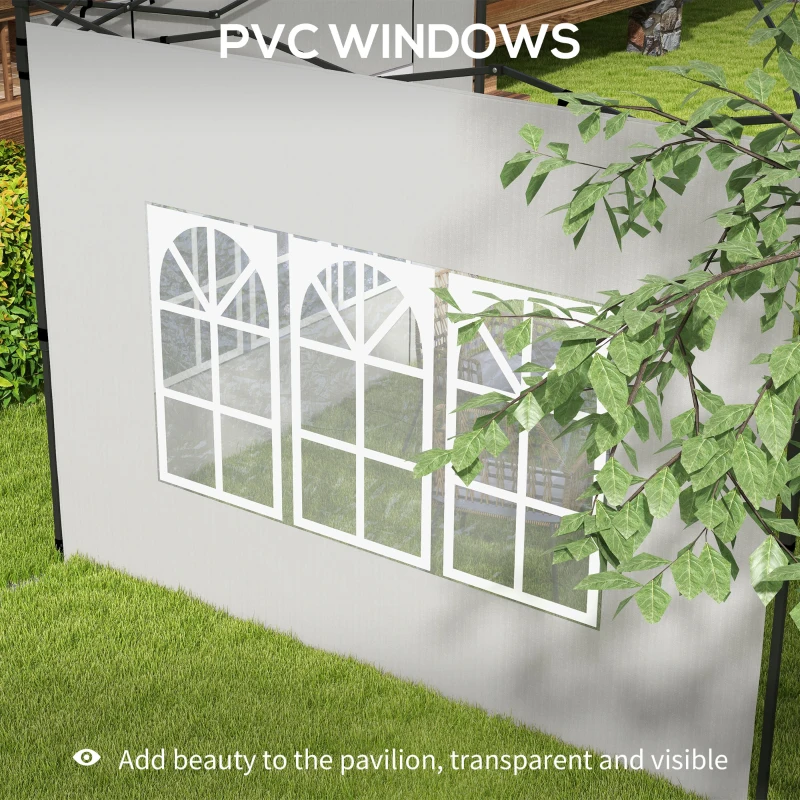 Best Gazebo Side Panels, Sides Replacement with Window for 3x3(m) or 3x6m Gazebo Canopy, 2 Pack, White - Image 6