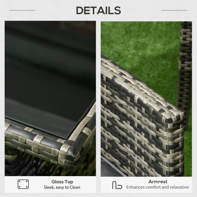 Best 5 Seater Rattan Garden Furniture Set, 2 Armchairs, 3-Seater Wicker Sofa, 2 Footstools and Glass Table, 6 Piece Patio Rattan furniture Sofa Sets with Cushions for Conservatory, Mixed Grey - Image 6