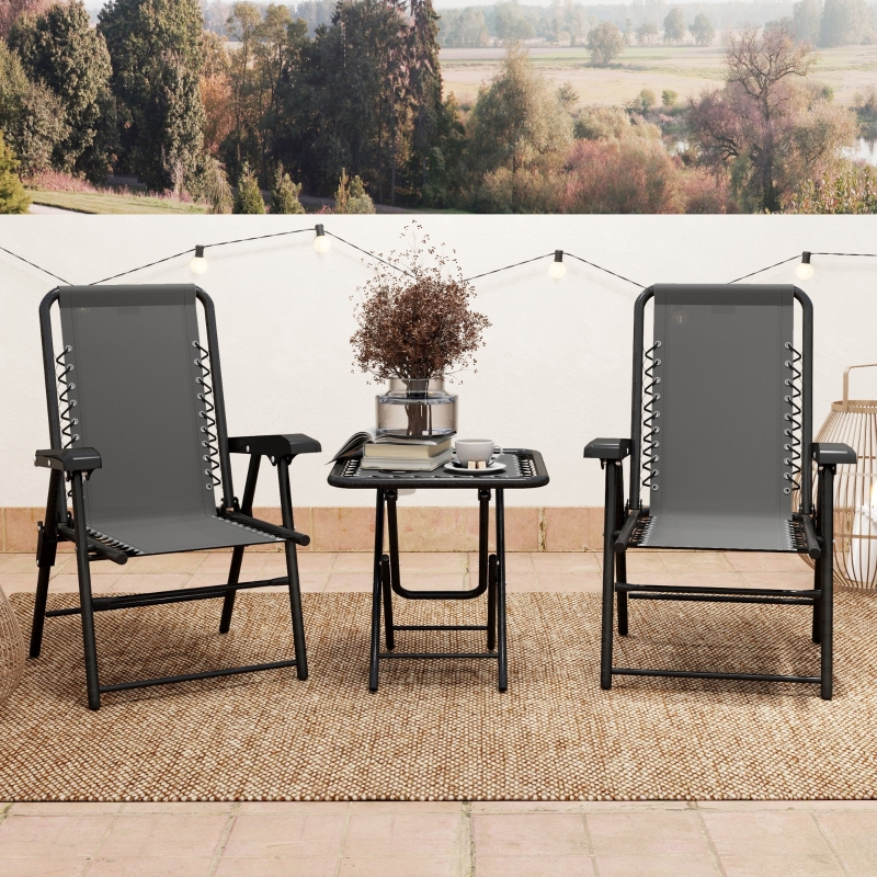 Best Three-Piece Garden Table and Chair Set - Dark Grey - Image 10