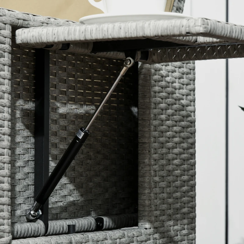 Best 5PC PE Rattan Sun Lounger, Outdoor Wicker 5-level Adjustable Recliner Sofa Bed with Storage Side Table and Footstools, for Patio, Garden, Poolside, Beige - Image 8