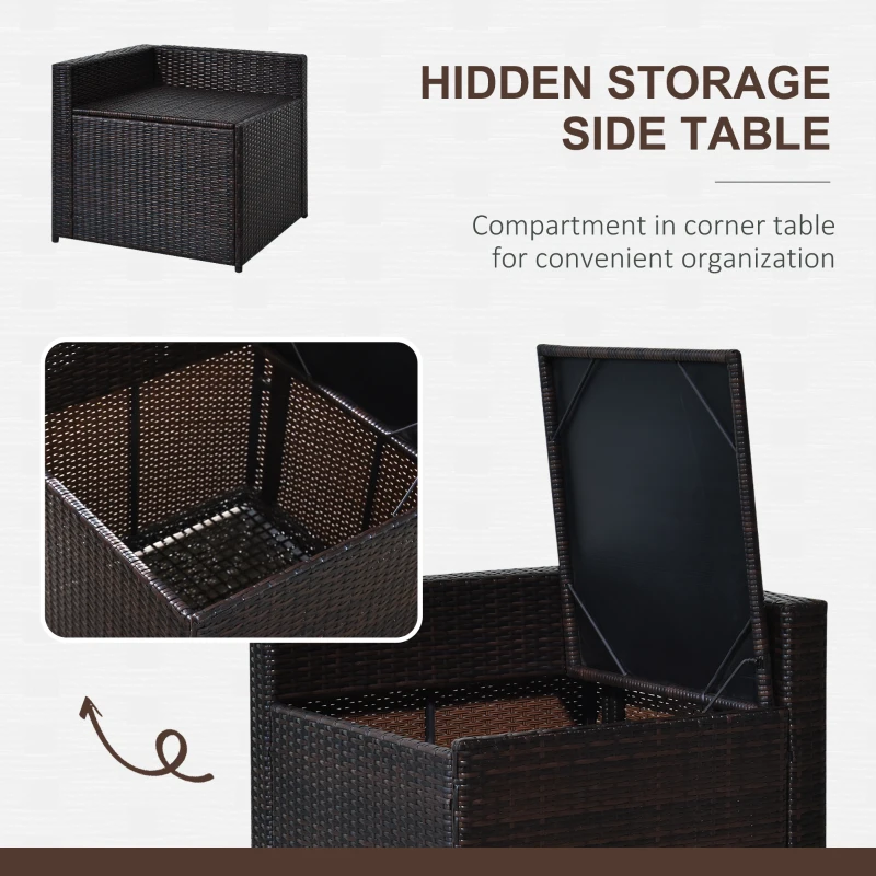 Best 6-Seater Rattan Sofa Furniture Set W/Cushions, Steel Frame-Brown - Image 8