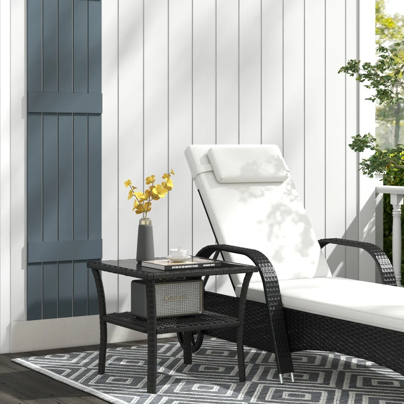 Best Two-tier PE Rattan Square Coffee Table - Black - Image 2