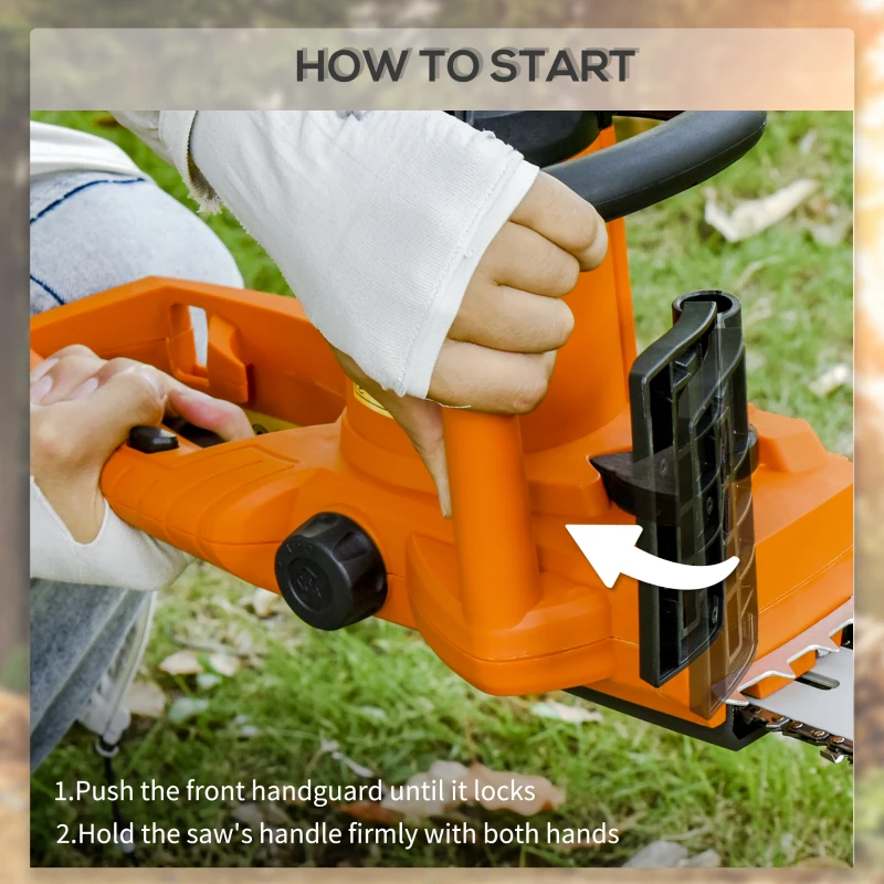 DURHAND Aluminium Electric Chainsaw with Double Brake Protection and Blade Cover, 2000 W, 40 cm, for Wood, Trees and Branches, Orange - Image 6