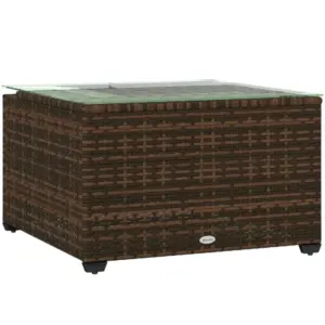 Best 62 x 62cm Glass-Top Rattan Side Table - Brown