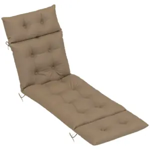 Best Sun Lounger Cushions Only, 190x56x10cm Garden Lounge Chair Cushions, UPF20+ 220gsm Fabric, Thick Sunbed Replacement Pads with 6 Ties, Khaki