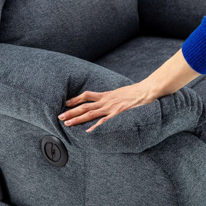 Electric Recliner Armchair with Heating Massage Points, USB Ports, Side Pockets, Executive Power Lift Massage Chair, 92x94x105 cm, Light Grey-Blue - Image 6