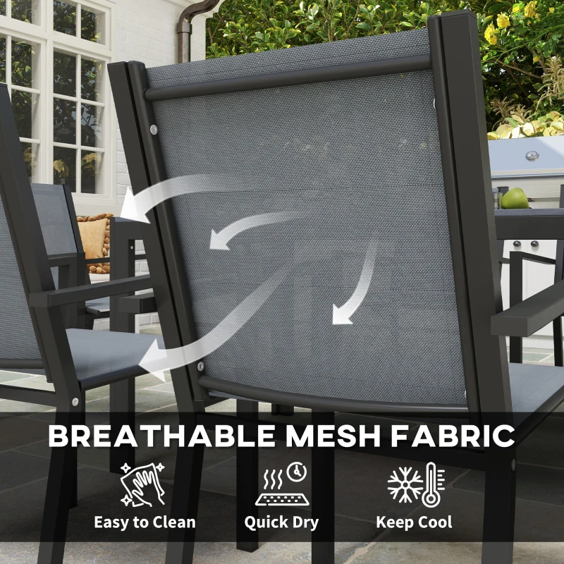 Best Seven-Piece Garden Dining Set, with Plastic Wood-Top Table - Grey - Image 6