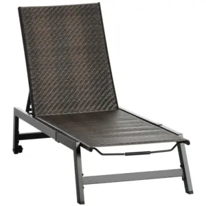 Best Rattan Sun Lounger, with Five-Position Back - Brown/Black