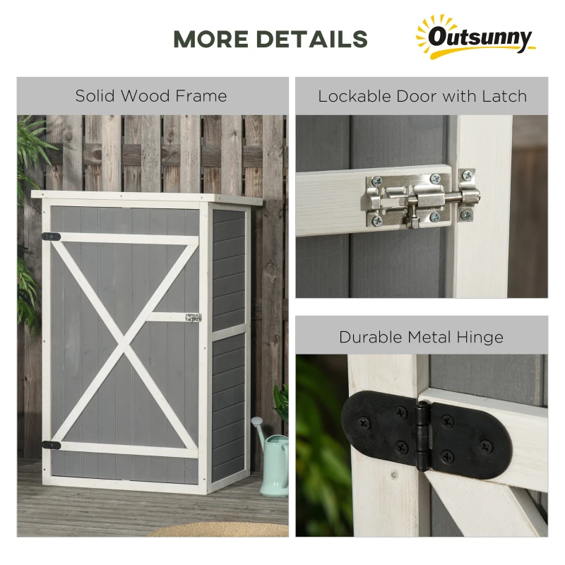 Best Wooden Small Shed, Garden Storage Shed with Shelves and Bolt Latch, 75L x 56W x115H cm, Grey - Image 6