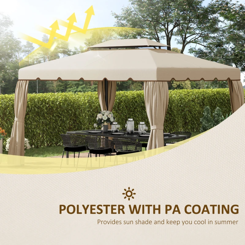 Best 3 x 4m Aluminium Garden Gazebo, Marquee Canopy Shelter Pavilion Party Tent with Nets and Curtains for Garden and Deck, Grey - Image 4