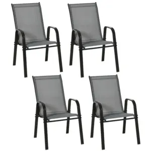 Best Set of Four Stackable Mesh Seat Chairs - Dark Grey
