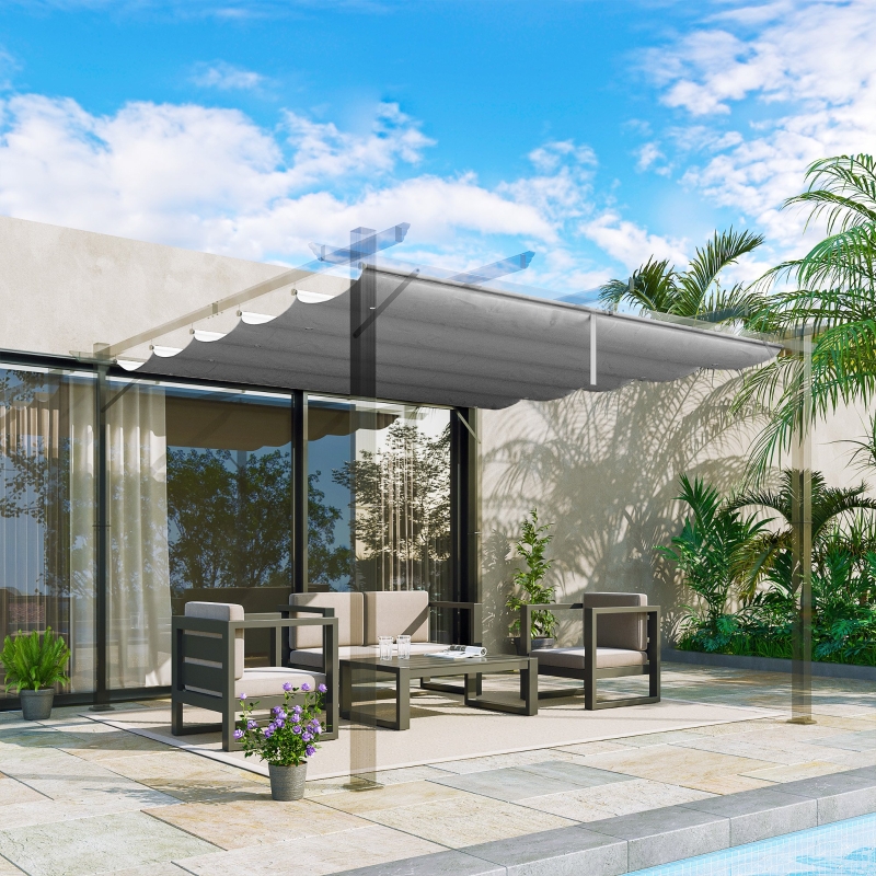 Best Retractable Pergola Shade Cover, Replacement Canopy Fabric for 3 x 3 (m) Pergola, Gazebo Retractable Roof, Light Grey - Image 10