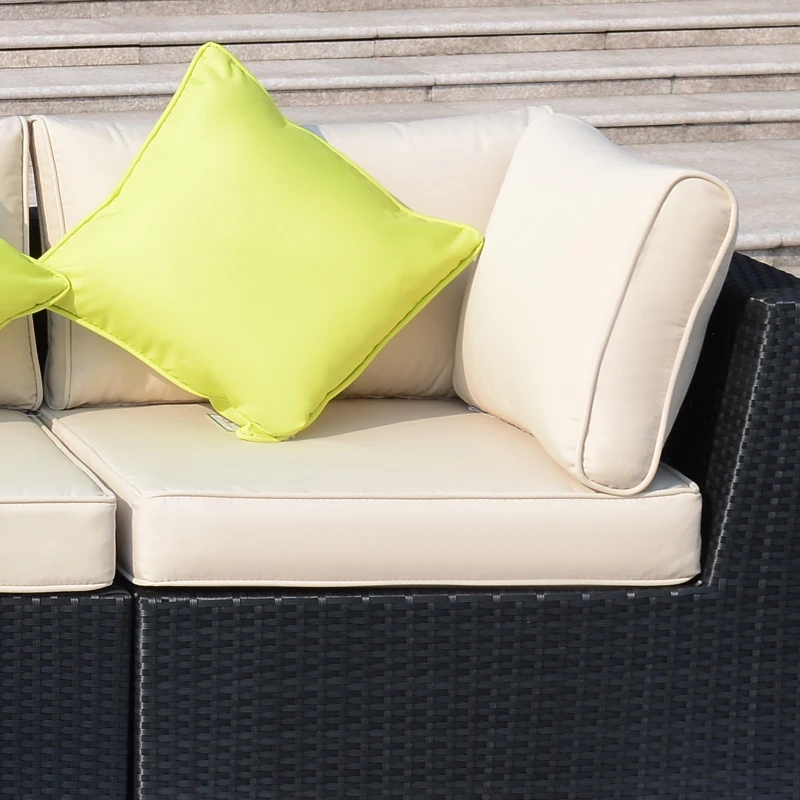 Best 8 Pieces PE Rattan Corner Sofa Set with Thick Cushions, Aluminium Outdoor Rattan Garden Furniture Set with Glass Top Table, No Assembly Required, Black - Image 8