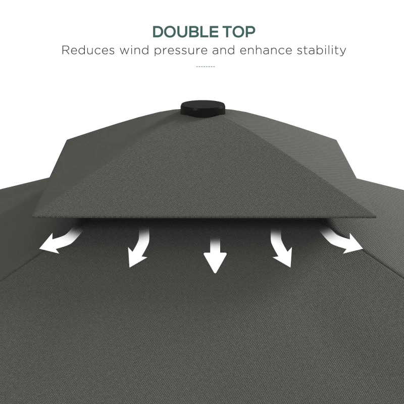 Best 2.5m Square Double Top Garden Parasol Cantilever Umbrella with Ruffles, Dark Grey - Image 6