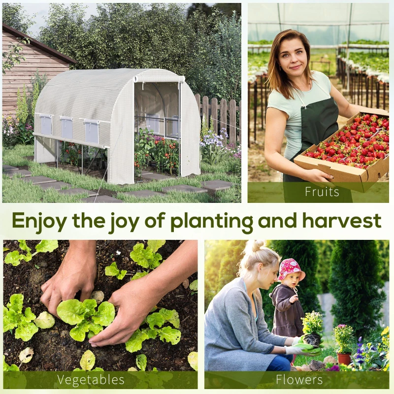 Best Walk-in Polytunnel Greenhouse Green House with Roll-up Sidewalls, UV-resistant PE Cover, 3 x 2 x 2m, White - Image 7