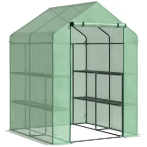 Best Walk in Greenhouse with Shelves Steeple Green House for Garden Grow House Removable Cover 143x138x190cm, Green