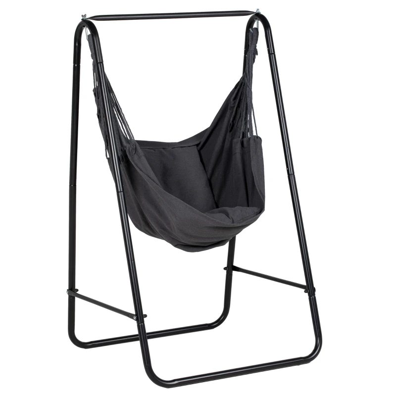 Best Hammock Chair with Stand, Hammock Swing Chair with Cushion, Dark Grey