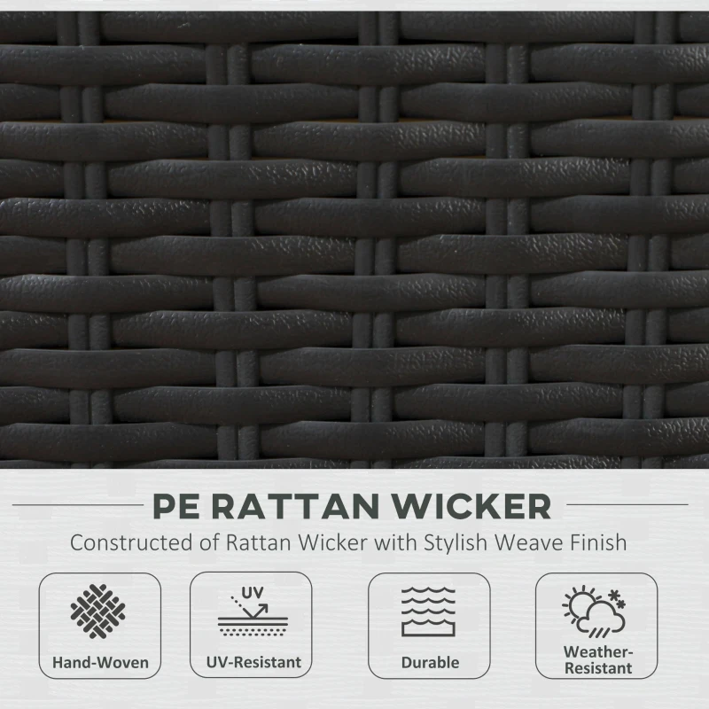 Best Seven-Piece Rattan Garden Set, with Glass-Top Table - Black/Beige - Image 5