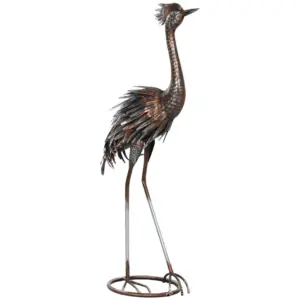Best Heron Garden Statue, Standing Garden Ornament, Metal Garden Gift with Stakes for Patio Pond Landscape Decoration, Silver Tone