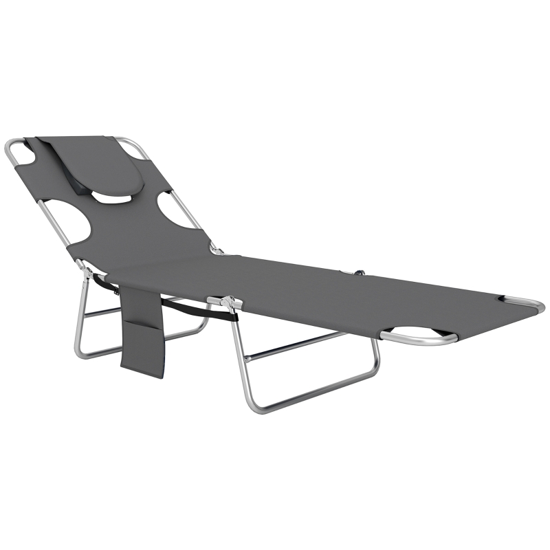 Best Reclining Face Hole Sun Lounger - Dark Grey - Image 10