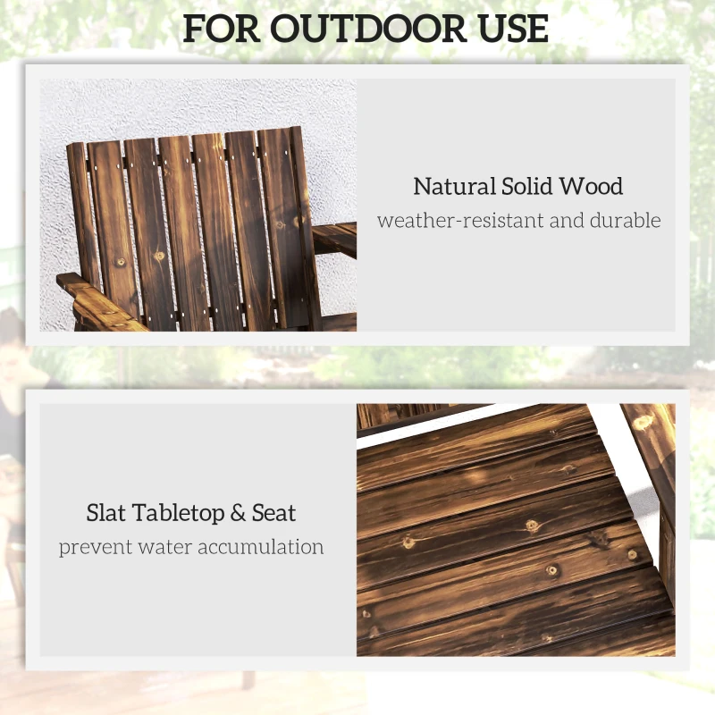 Best 2-Seater Garden Bench with Table & Parasol Hole, Antique Loveseat for Porch, Patio, Carbonised Finish - Image 7