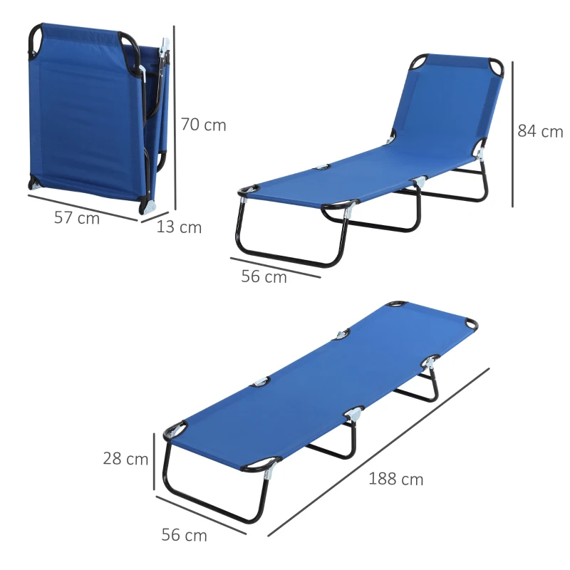 Best Foldable Sun Lounger with 5-Position Adjustable Backrest, Outdoor Portable Recliner Chaise Lounge Chair with Breathable Mesh Fabric, Blue - Image 3