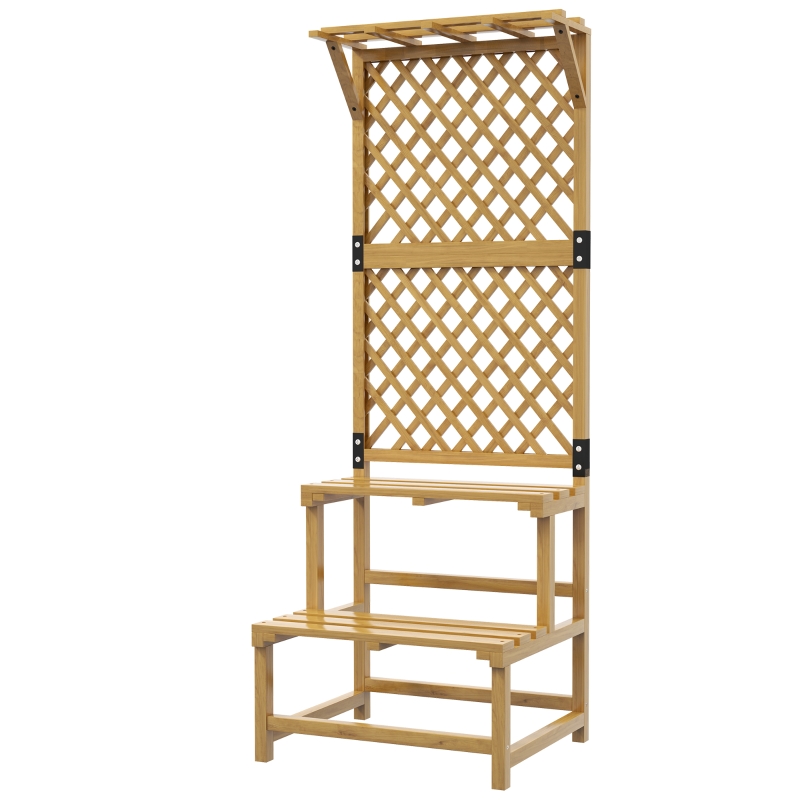 Best Wooden Plant Stand, with Trellis - Natural Finish - Image 11