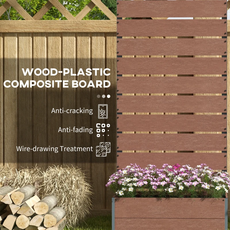 Best 34 x 69.5cm Garden Planter Box, with Back Trellis, Brown - Image 5