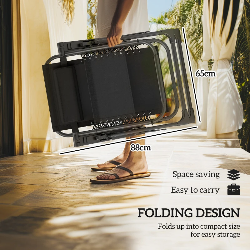 Best Set of Two Reclining Sun Loungers, with Cushion - Brown - Image 7