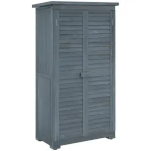 Best 39.5 x 79cm Fir Wood Garden Shed - Grey