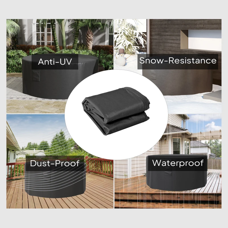 Best Garden Patio Large Furniture Set Round Cover 600D Oxford Waterproof, Ф193 x 80H cm, Black - Image 4